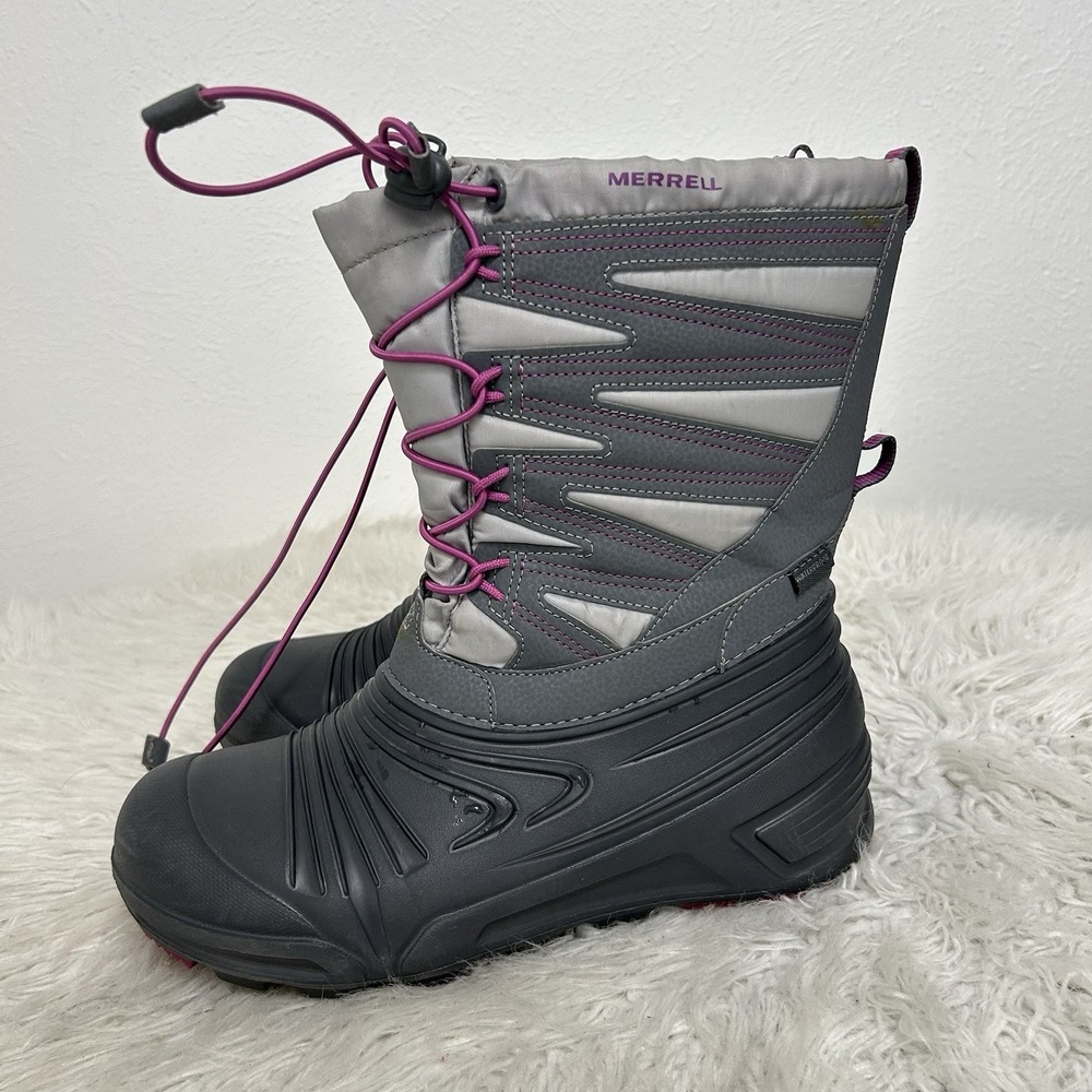 Merrell Snow Boots 7M Kids Wom Snow Quest Lite 3 Grey Purple Waterproof 400g